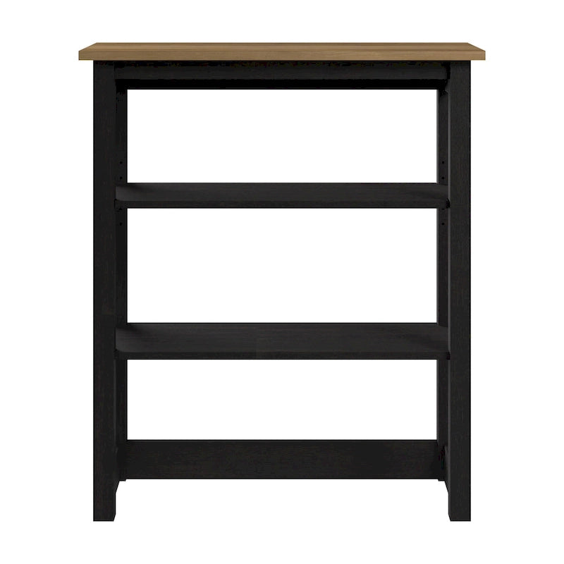 Shiplap Gray / Vintage Black Tall Hutch Organizer – Modern Farmhouse, 2-Shelf Open Storage