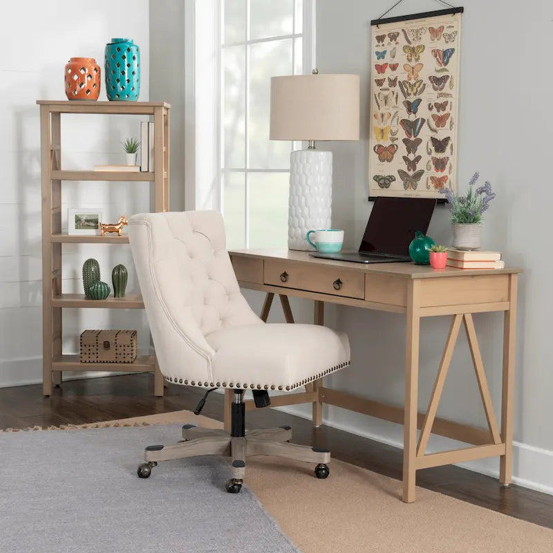 Brown Driftwood Writing Desk with Drawer, 1-Person