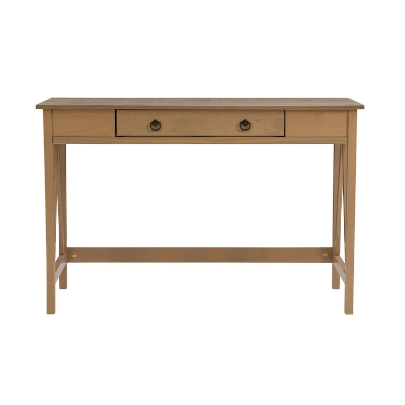 Brown Driftwood Writing Desk with Drawer, 1-Person