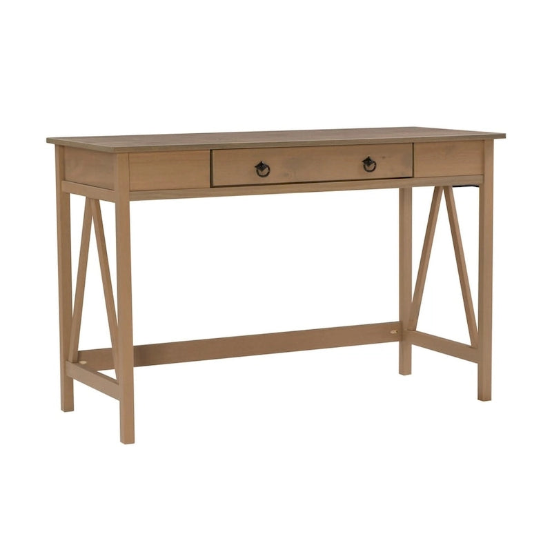 Brown Driftwood Writing Desk with Drawer, 1-Person
