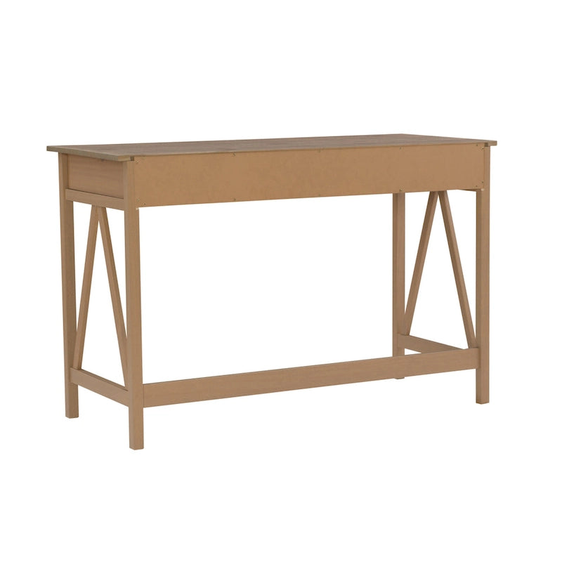 Brown Driftwood Writing Desk with Drawer, 1-Person