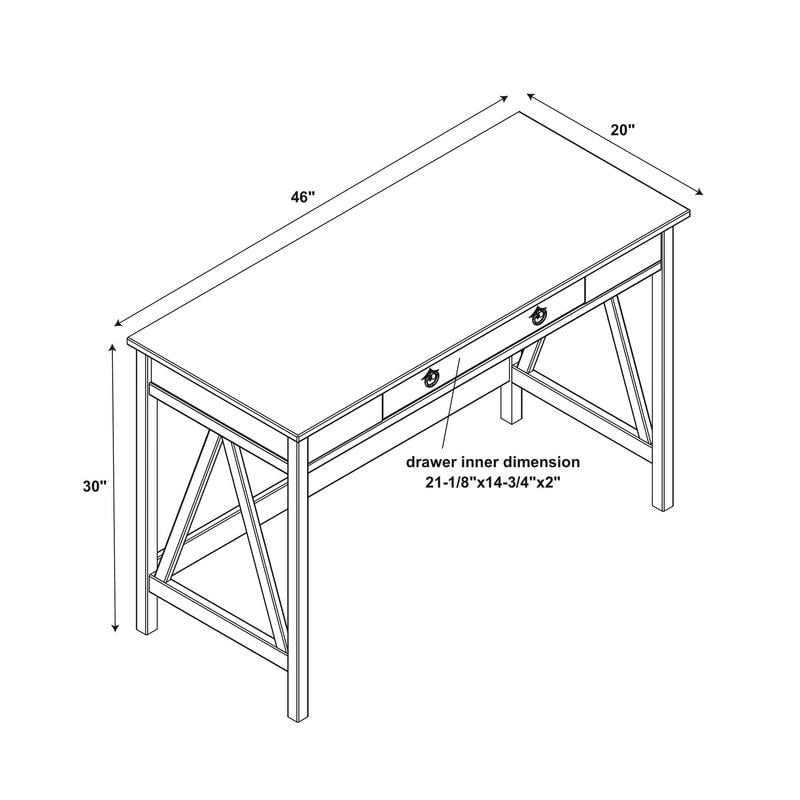 Brown Driftwood Writing Desk with Drawer, 1-Person