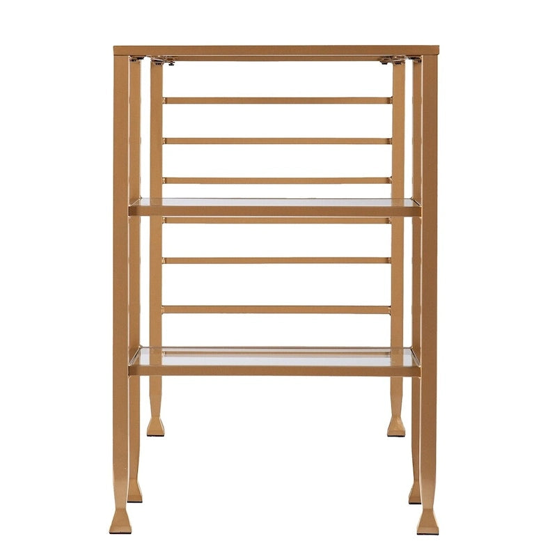 Gold Metal & Glass Writing Desk with Shelves, Single
