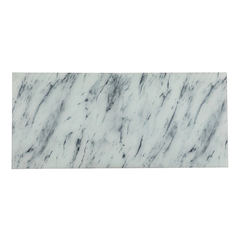 Gold Frame Gray & White Faux Marble Writing Desk, 1-Person