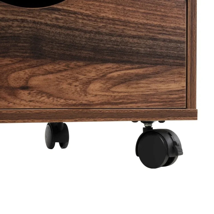 Espresso / White 5-Drawer Wooden File Cabinet with Wheels – 1 Person