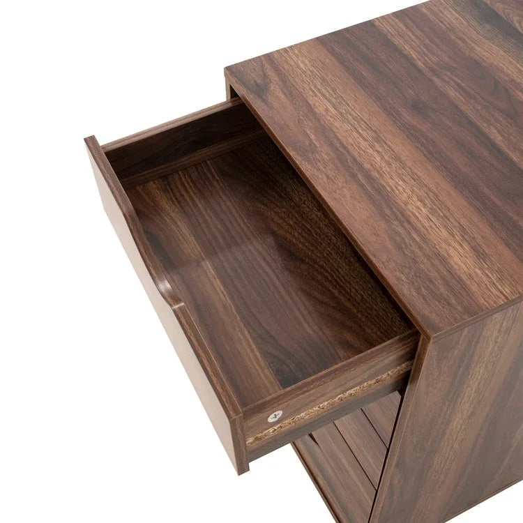 Espresso / White 5-Drawer Wooden File Cabinet with Wheels – 1 Person