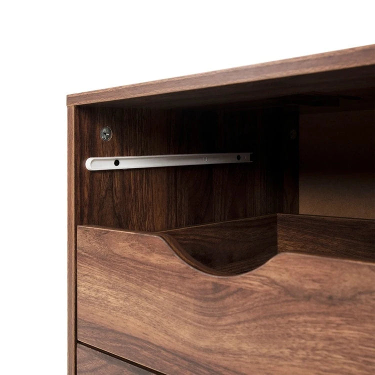 Espresso / White 5-Drawer Wooden File Cabinet with Wheels – 1 Person