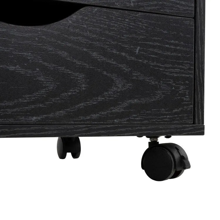 Espresso / White 5-Drawer Wooden File Cabinet with Wheels – 1 Person