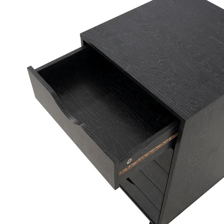Espresso / White 5-Drawer Wooden File Cabinet with Wheels – 1 Person