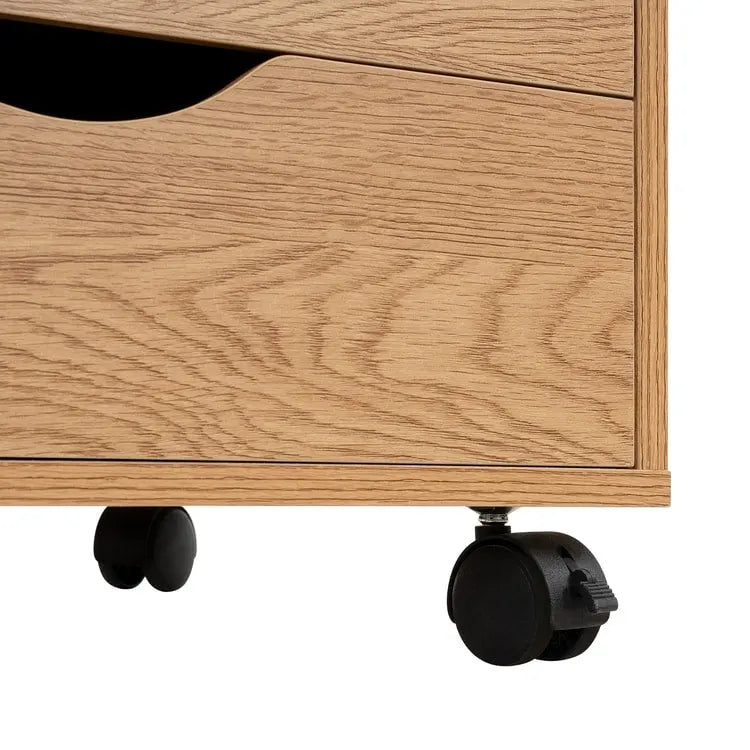 Espresso / White 5-Drawer Wooden File Cabinet with Wheels – 1 Person