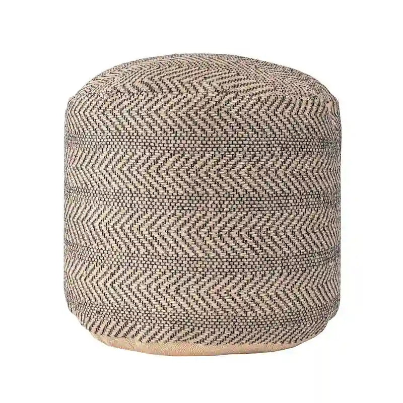 Natural Chevron Braided Jute Ottoman Pouf – Single Seat