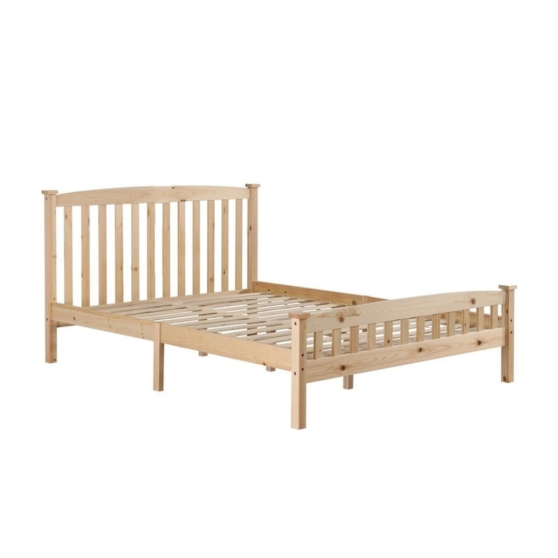 Wood / White / Grey Platform Bed with Headboard – Twin / Full / Queen