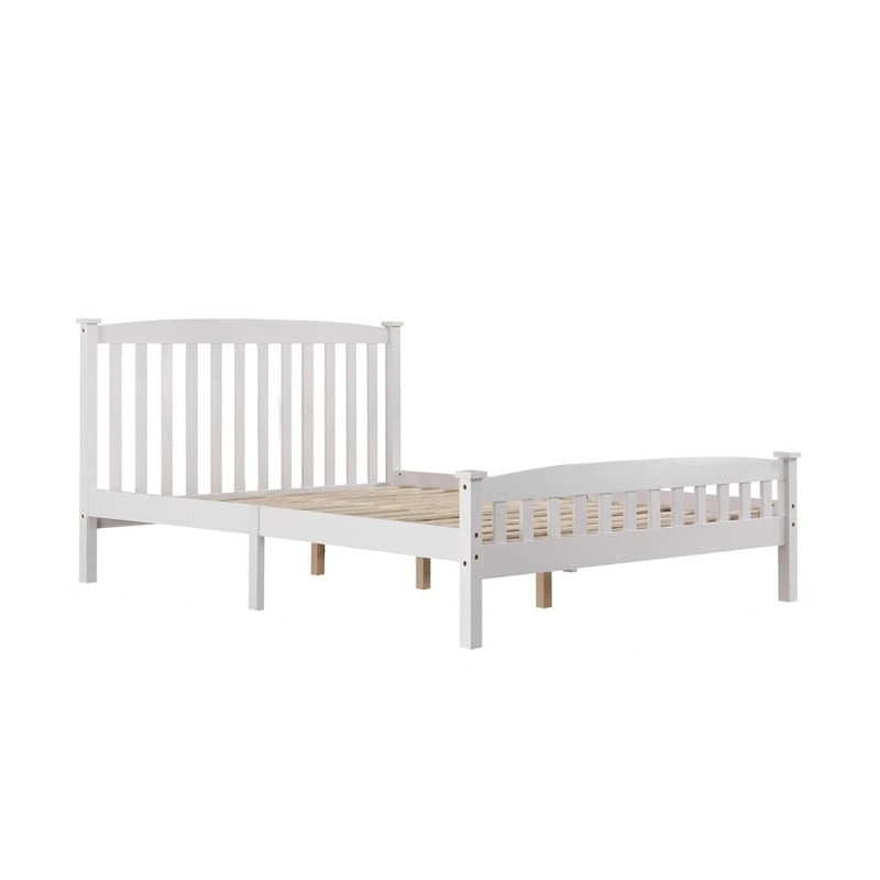 Wood / White / Grey Platform Bed with Headboard – Twin / Full / Queen