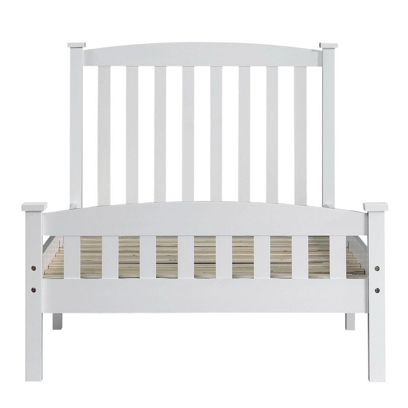 Wood / White / Grey Platform Bed with Headboard – Twin / Full / Queen