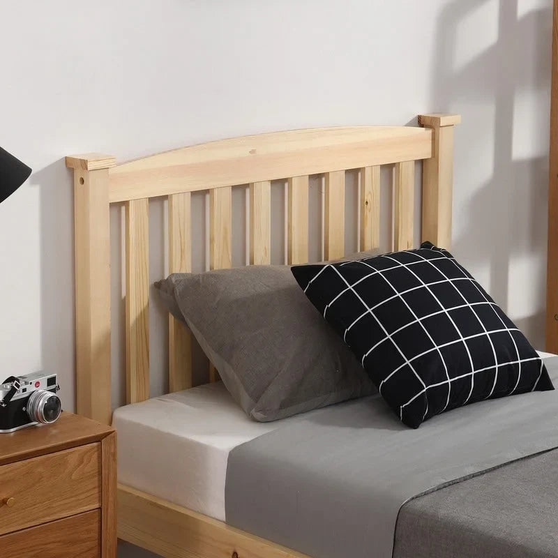Wood / White / Grey Platform Bed with Headboard – Twin / Full / Queen