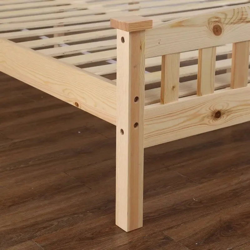Wood / White / Grey Platform Bed with Headboard – Twin / Full / Queen