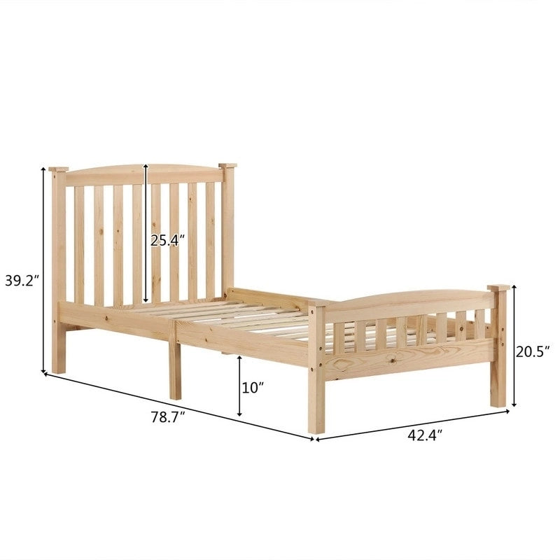 Wood / White / Grey Platform Bed with Headboard – Twin / Full / Queen