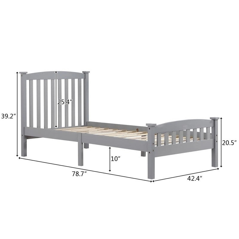 Wood / White / Grey Platform Bed with Headboard – Twin / Full / Queen