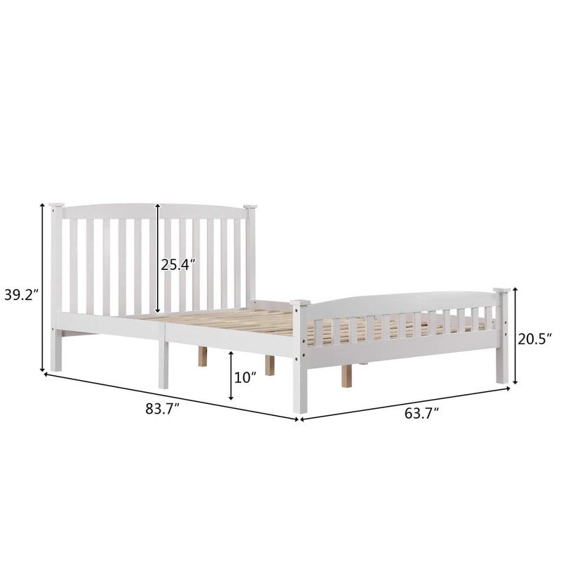 Wood / White / Grey Platform Bed with Headboard – Twin / Full / Queen