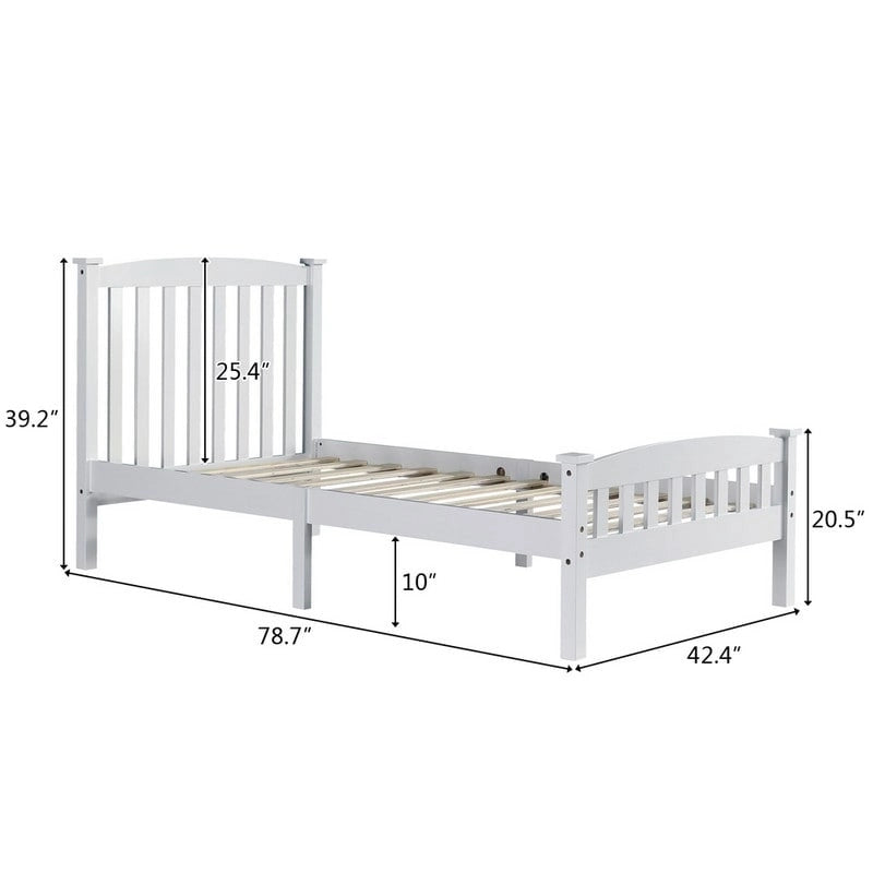 Wood / White / Grey Platform Bed with Headboard – Twin / Full / Queen