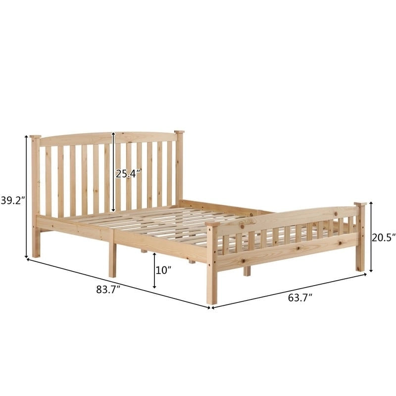 Wood / White / Grey Platform Bed with Headboard – Twin / Full / Queen