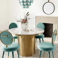 Oval Back Armless Velvet Dining Chair – Sea Blue / Bubblegum Pink / Black / Light Grey | Seats 1
