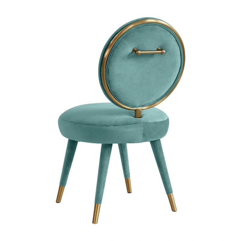 Oval Back Armless Velvet Dining Chair – Sea Blue / Bubblegum Pink / Black / Light Grey | Seats 1