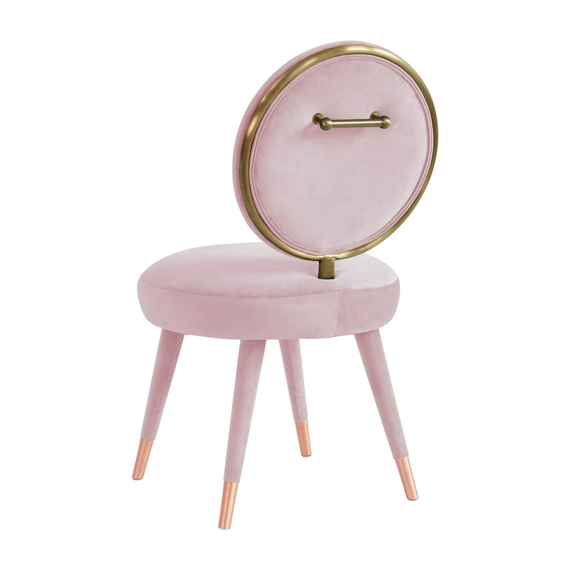 Oval Back Armless Velvet Dining Chair – Sea Blue / Bubblegum Pink / Black / Light Grey | Seats 1