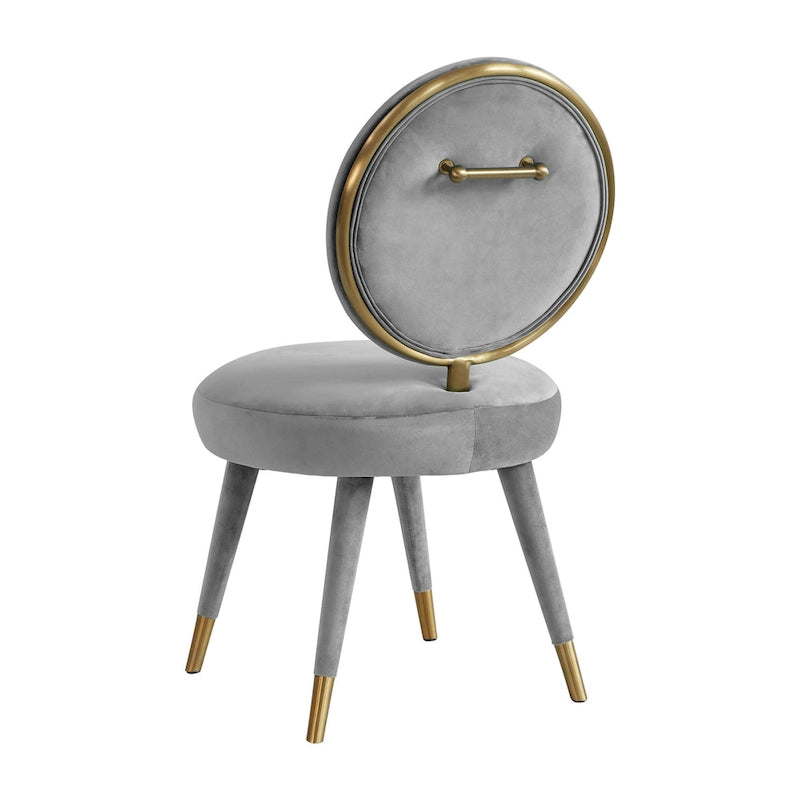 Oval Back Armless Velvet Dining Chair – Sea Blue / Bubblegum Pink / Black / Light Grey | Seats 1