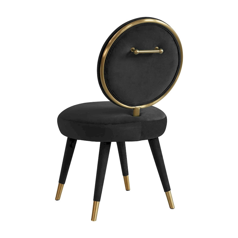 Oval Back Armless Velvet Dining Chair – Sea Blue / Bubblegum Pink / Black / Light Grey | Seats 1