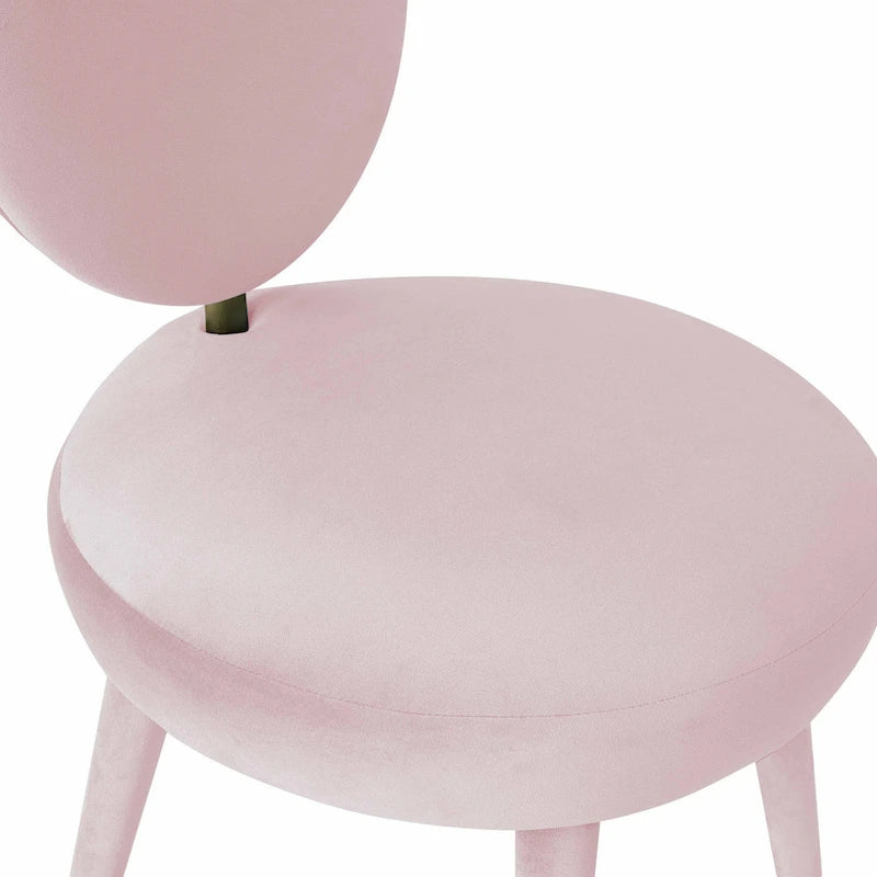 Oval Back Armless Velvet Dining Chair – Sea Blue / Bubblegum Pink / Black / Light Grey | Seats 1