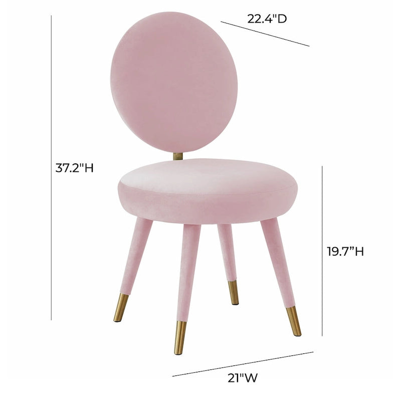 Oval Back Armless Velvet Dining Chair – Sea Blue / Bubblegum Pink / Black / Light Grey | Seats 1