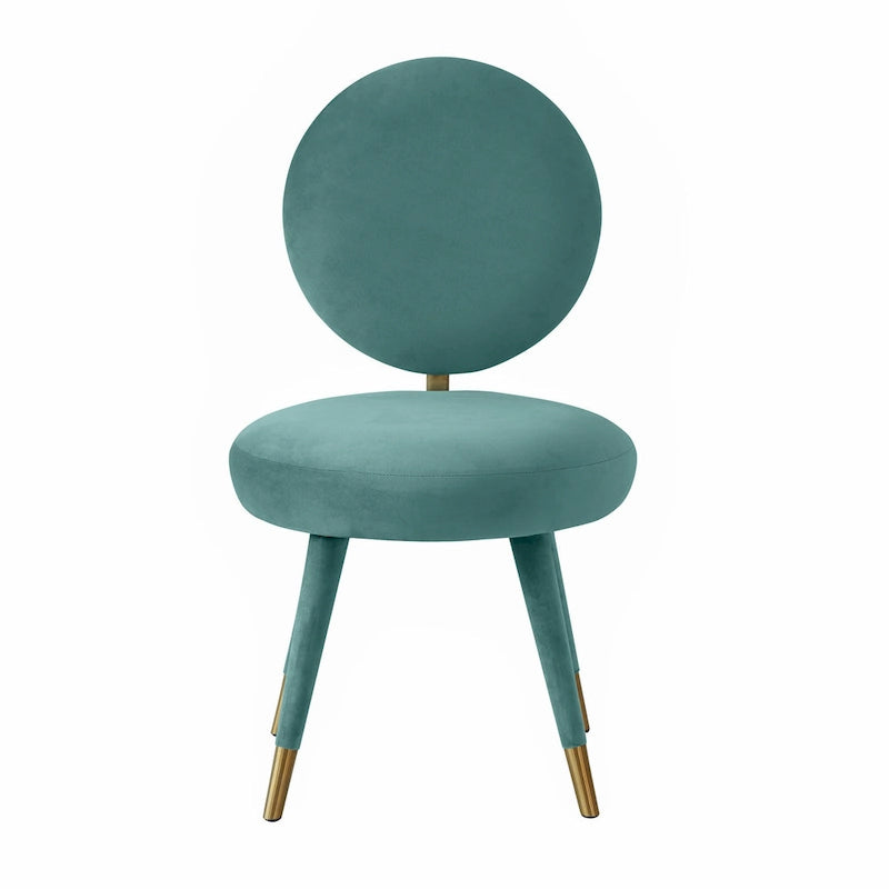 Oval Back Armless Velvet Dining Chair – Sea Blue / Bubblegum Pink / Black / Light Grey | Seats 1