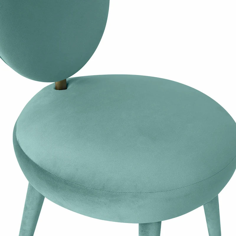 Oval Back Armless Velvet Dining Chair – Sea Blue / Bubblegum Pink / Black / Light Grey | Seats 1