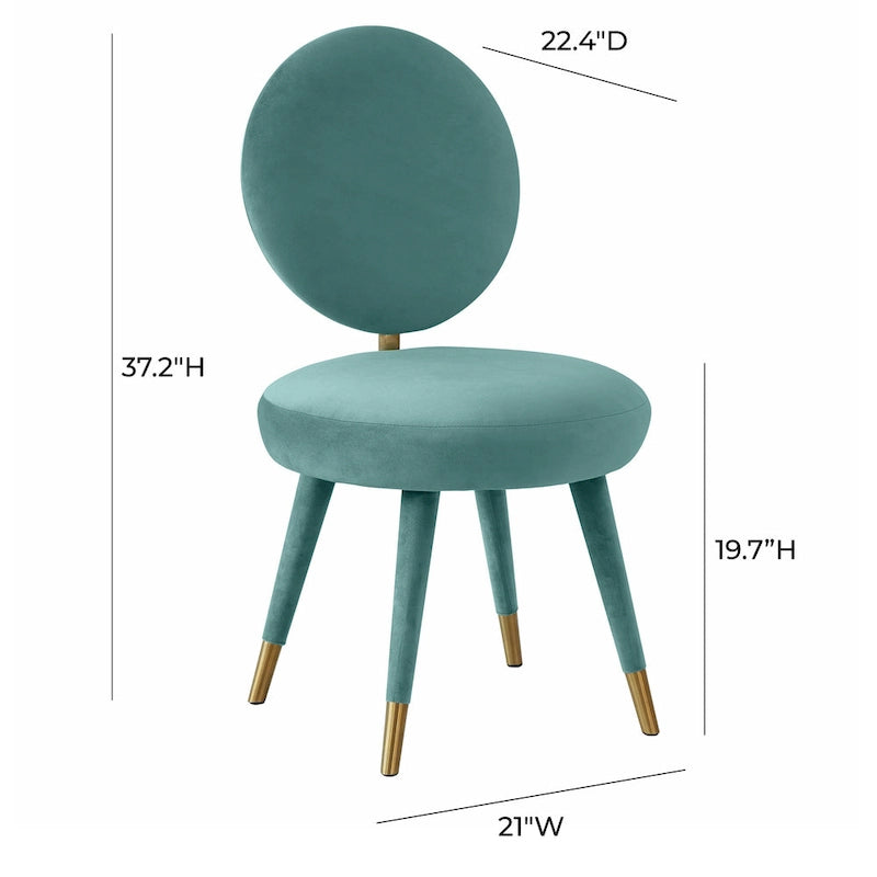 Oval Back Armless Velvet Dining Chair – Sea Blue / Bubblegum Pink / Black / Light Grey | Seats 1