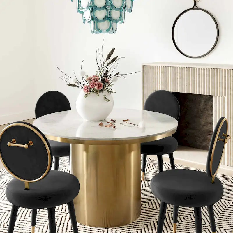 Oval Back Armless Velvet Dining Chair – Sea Blue / Bubblegum Pink / Black / Light Grey | Seats 1