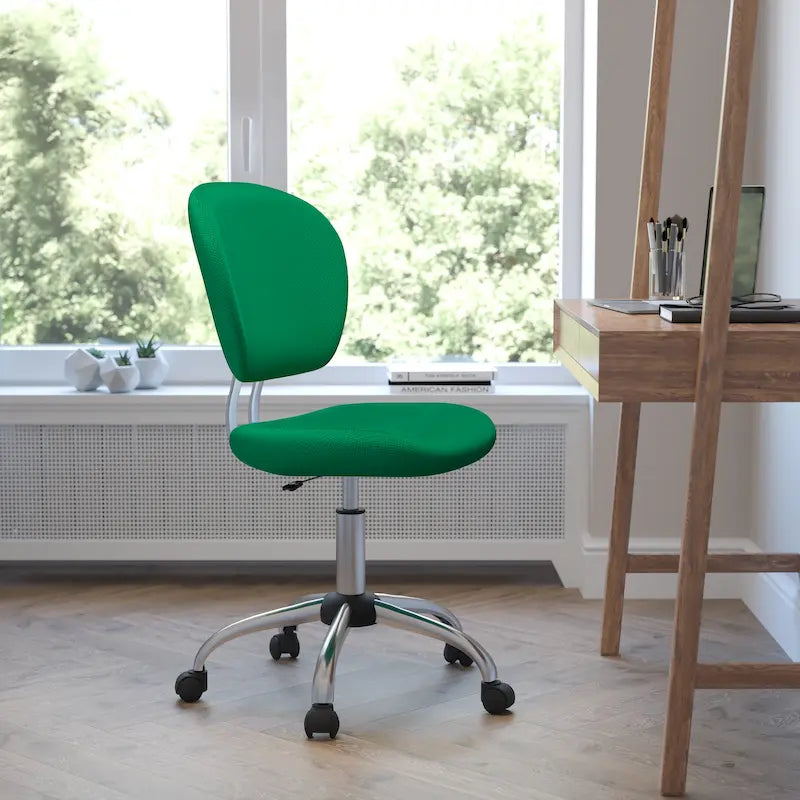Multi-Color Armless Mid-Back Mesh Swivel Task Chair | Single-Person