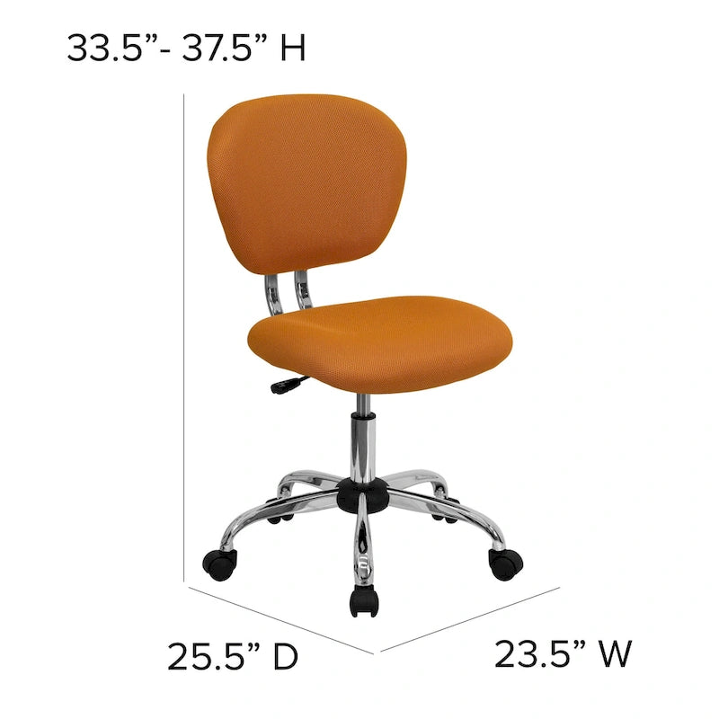 Multi-Color Armless Mid-Back Mesh Swivel Task Chair | Single-Person