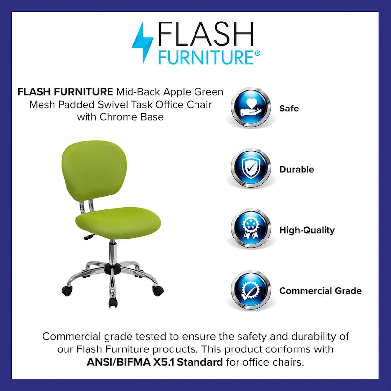 Multi-Color Armless Mid-Back Mesh Swivel Task Chair | Single-Person