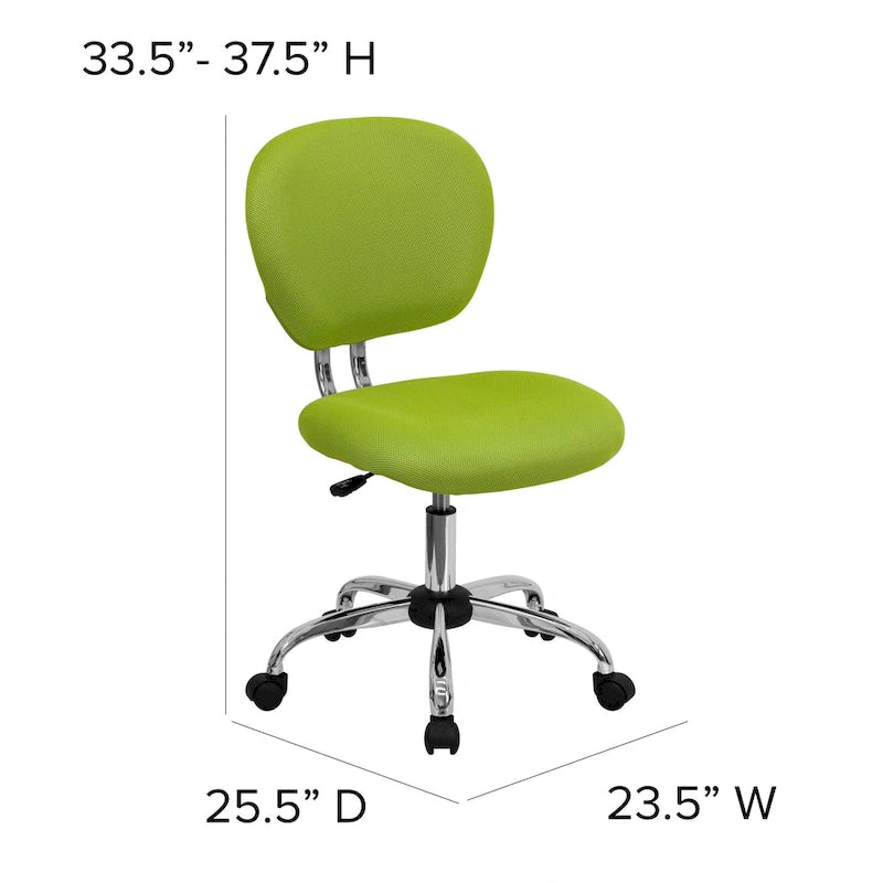 Multi-Color Armless Mid-Back Mesh Swivel Task Chair | Single-Person