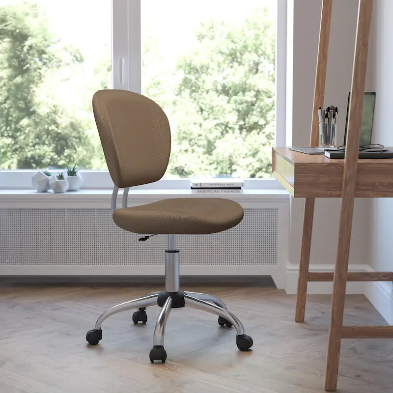 Multi-Color Armless Mid-Back Mesh Swivel Task Chair | Single-Person