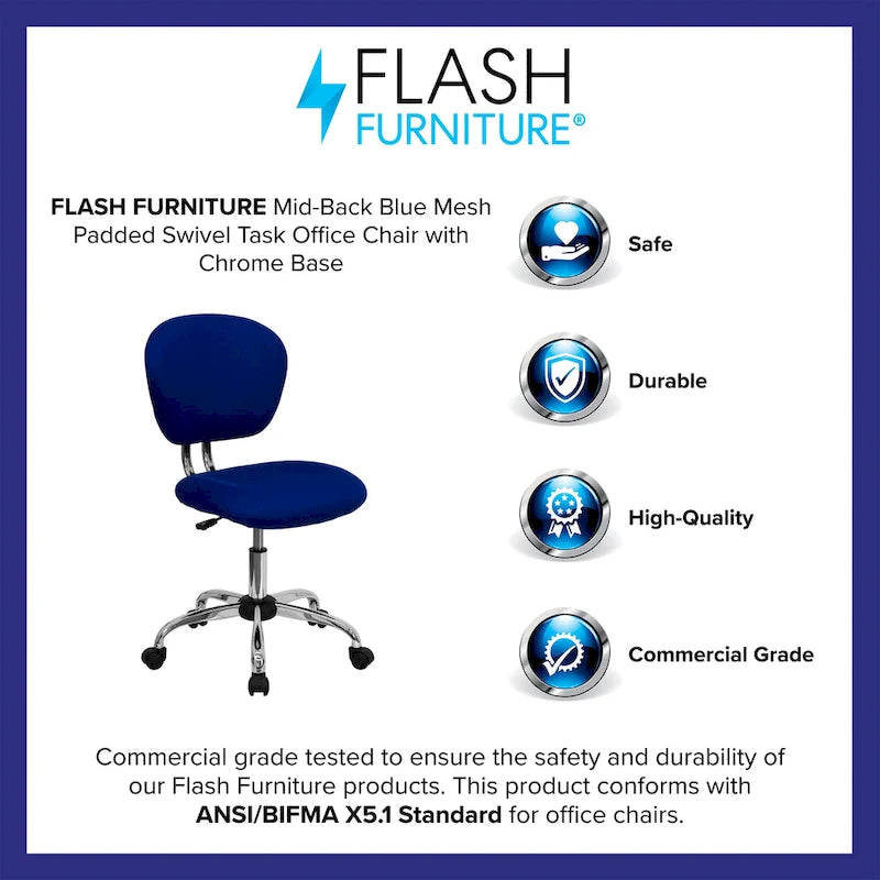 Multi-Color Armless Mid-Back Mesh Swivel Task Chair | Single-Person