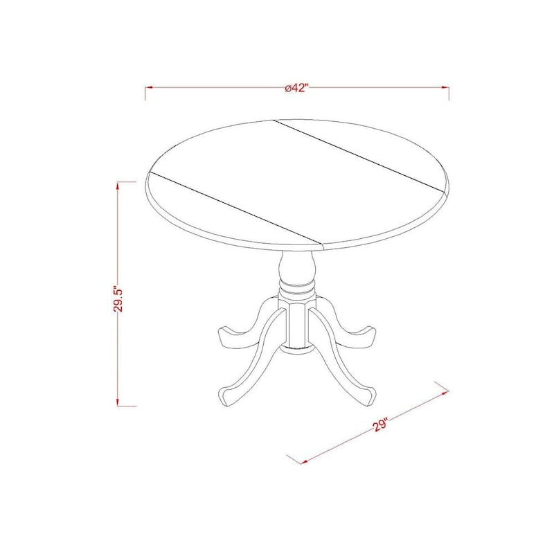 5-Piece Round Dropleaf Dining Set, Saddle Brown, Seats 4