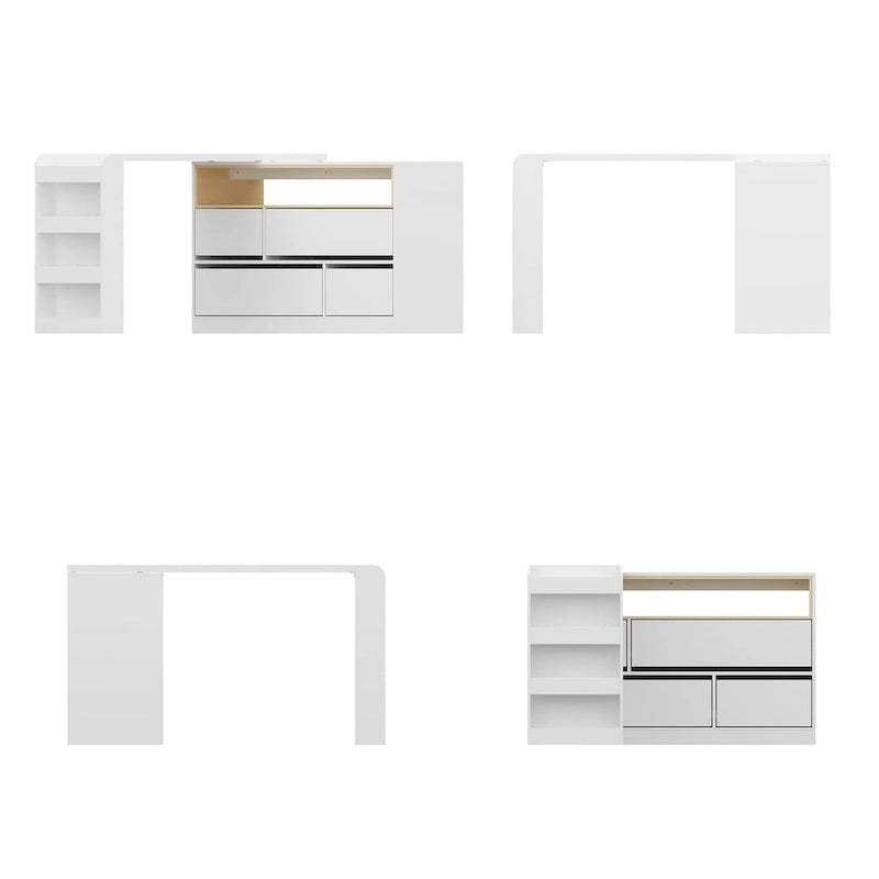 White / Black Modern L-Shape Desk Dresser – Single