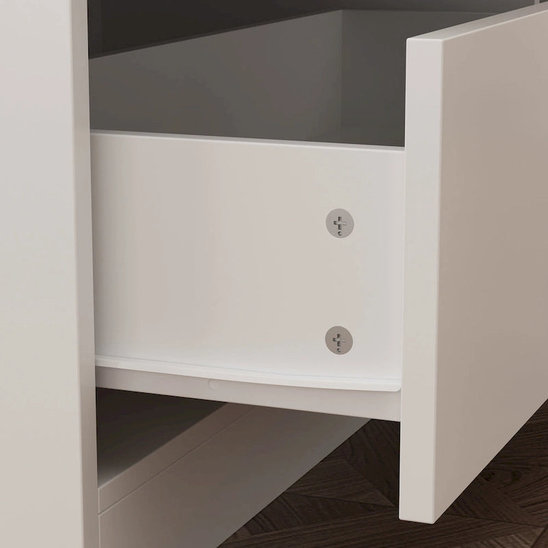 White / Black Modern L-Shape Desk Dresser – Single