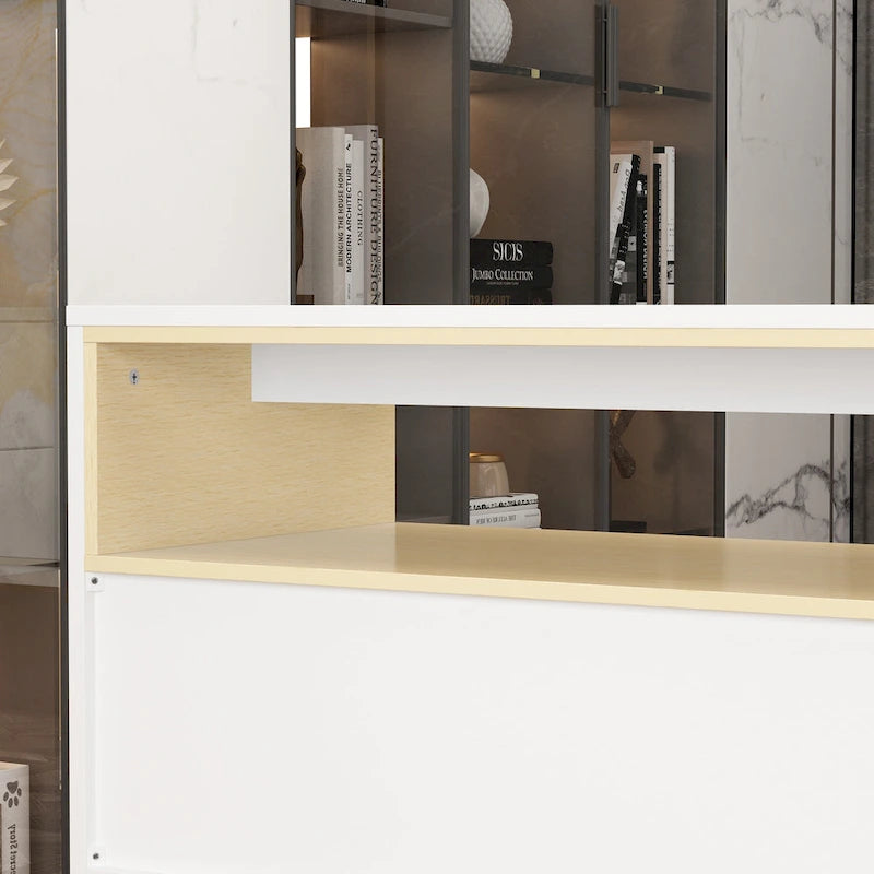 White / Black Modern L-Shape Desk Dresser – Single