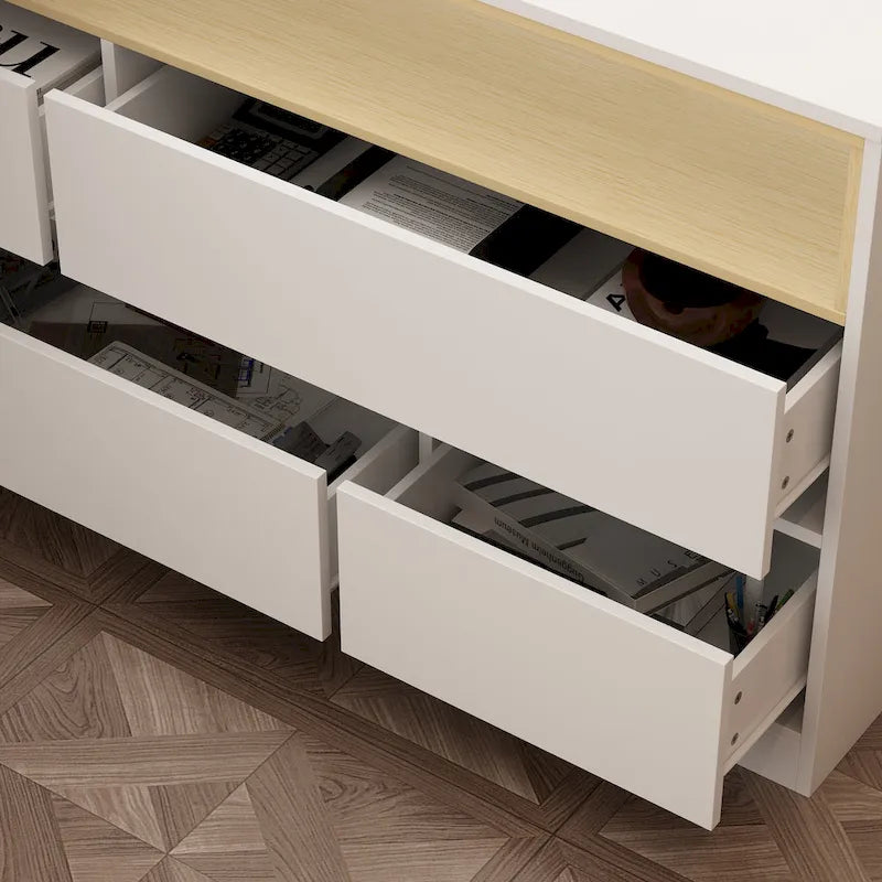 White / Black Modern L-Shape Desk Dresser – Single