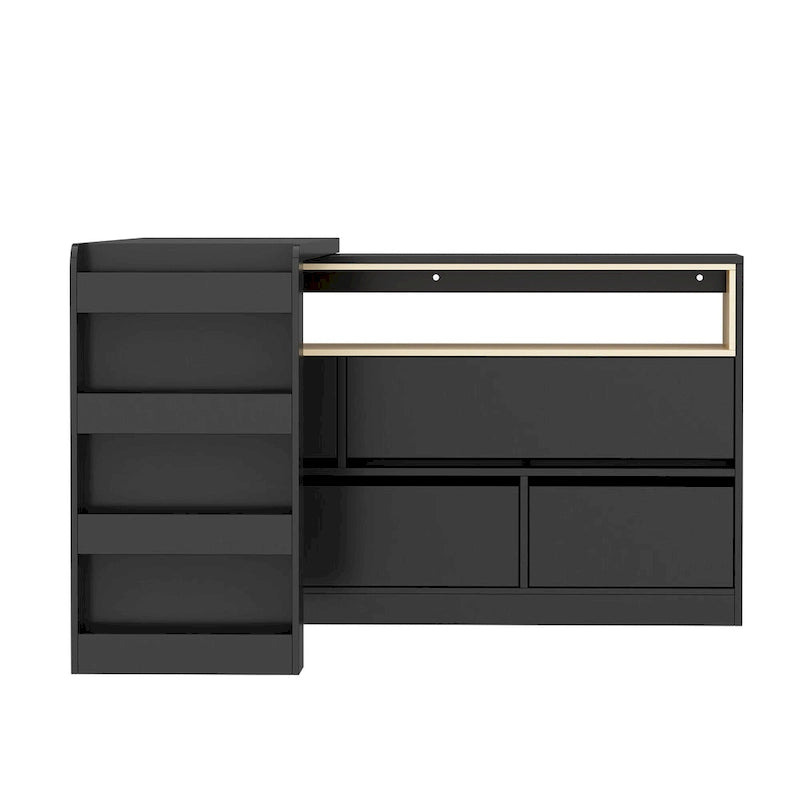 White / Black Modern L-Shape Desk Dresser – Single