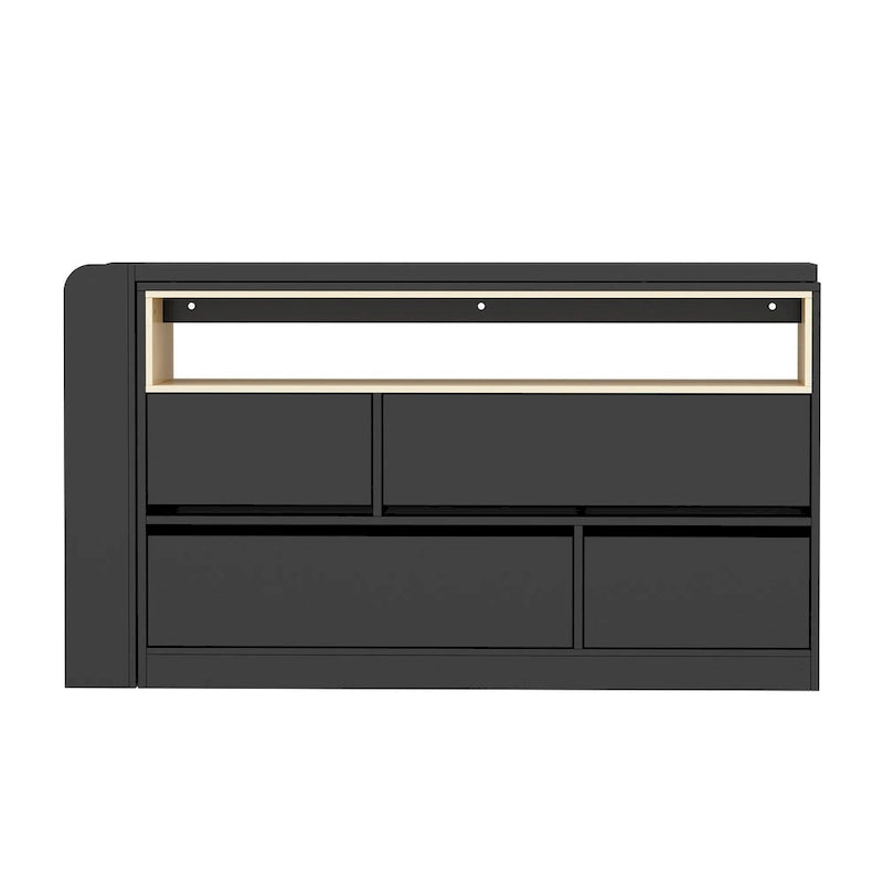 White / Black Modern L-Shape Desk Dresser – Single