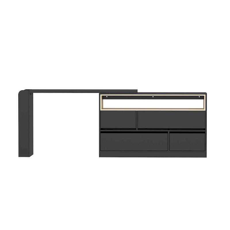 White / Black Modern L-Shape Desk Dresser – Single